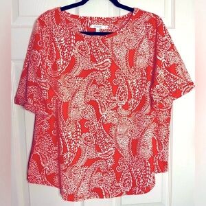 Chico's Orange Relaxed Blouse with Peter Pan Collar